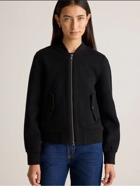 Quince Double-Faced Merino Wool Bomber Jacket Black Small NWT